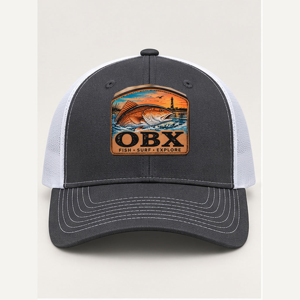 OBX Large Patch #1 on Charcoal / White hat