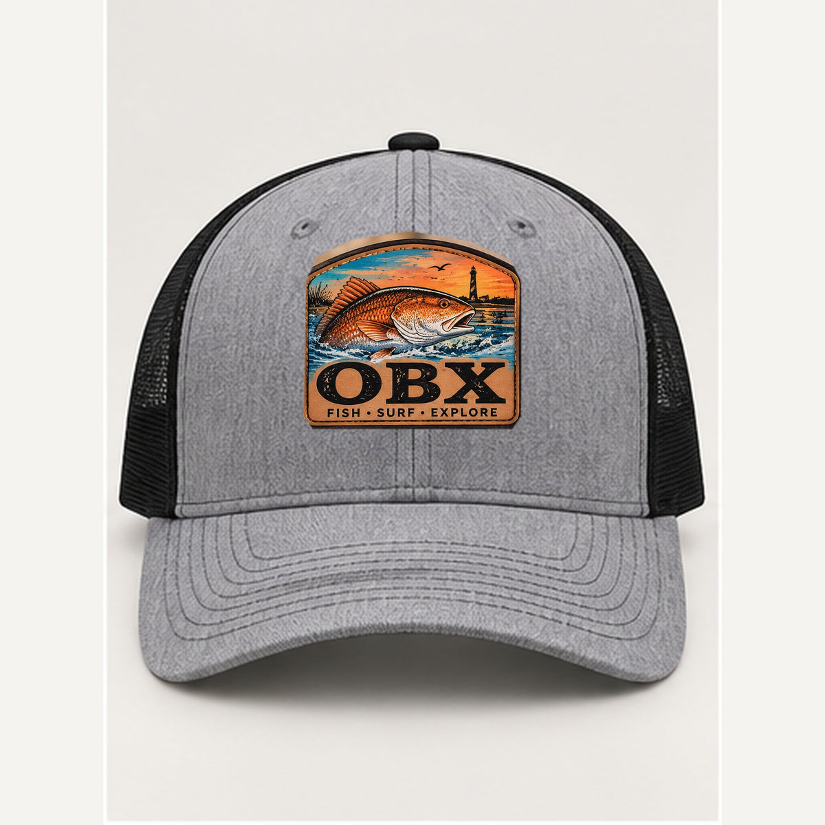 OBX Large Patch #1 on Heather Grey / Black hat
