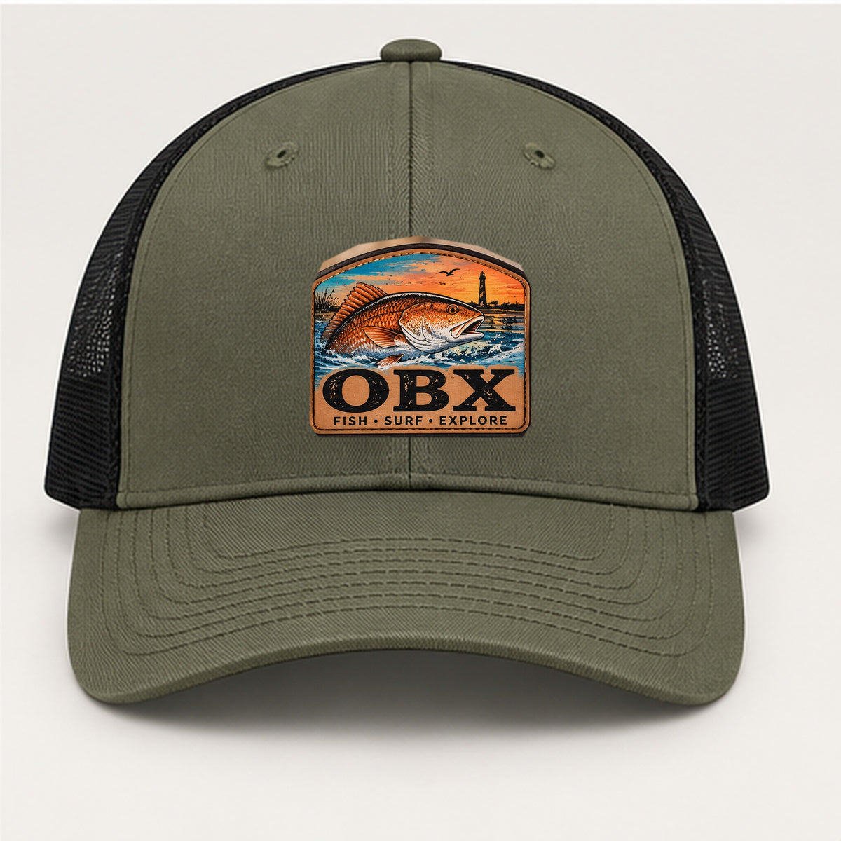 OBX Large Patch #1 on Loden / Black hat