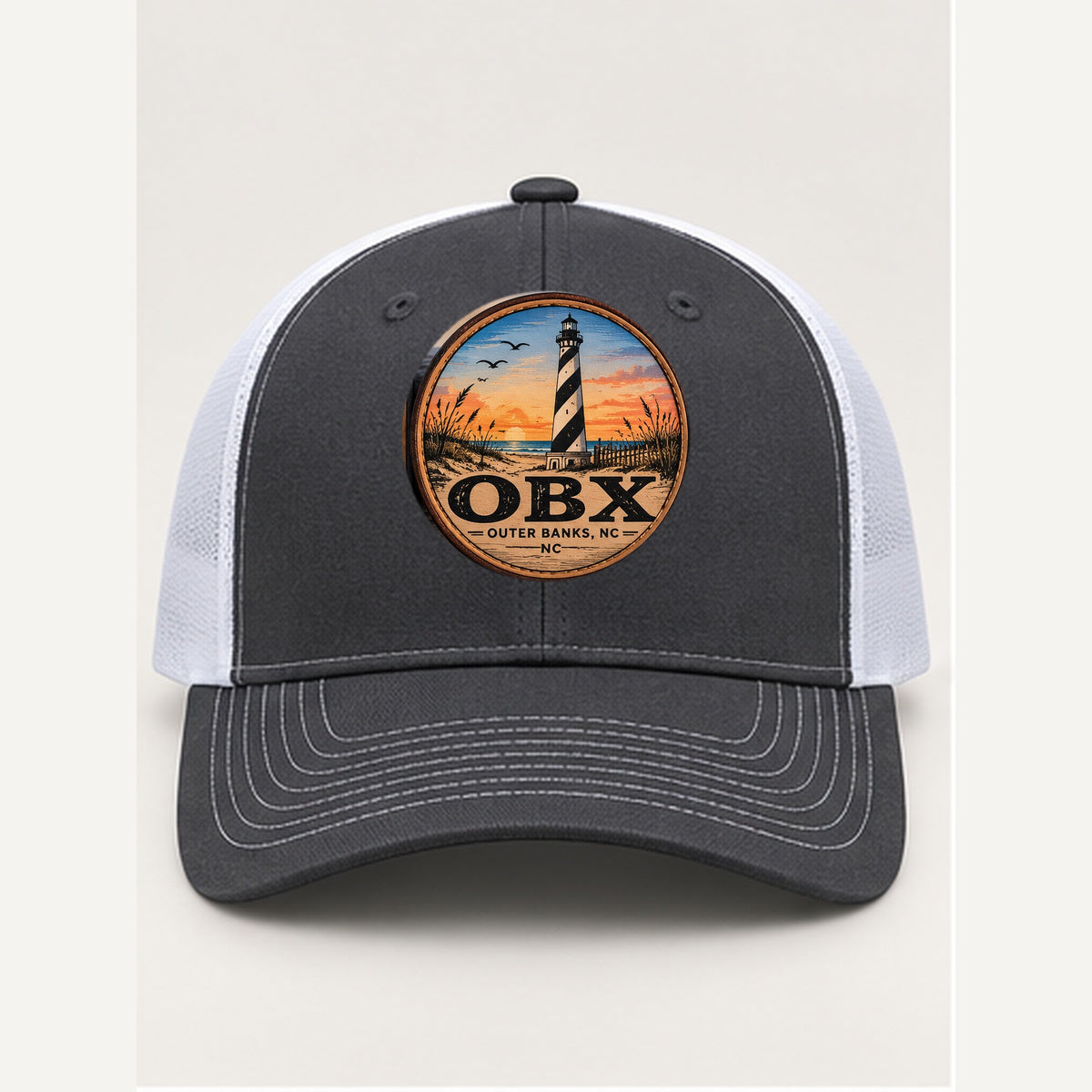 OBX Large Patch #2 on Charcoal / White hat