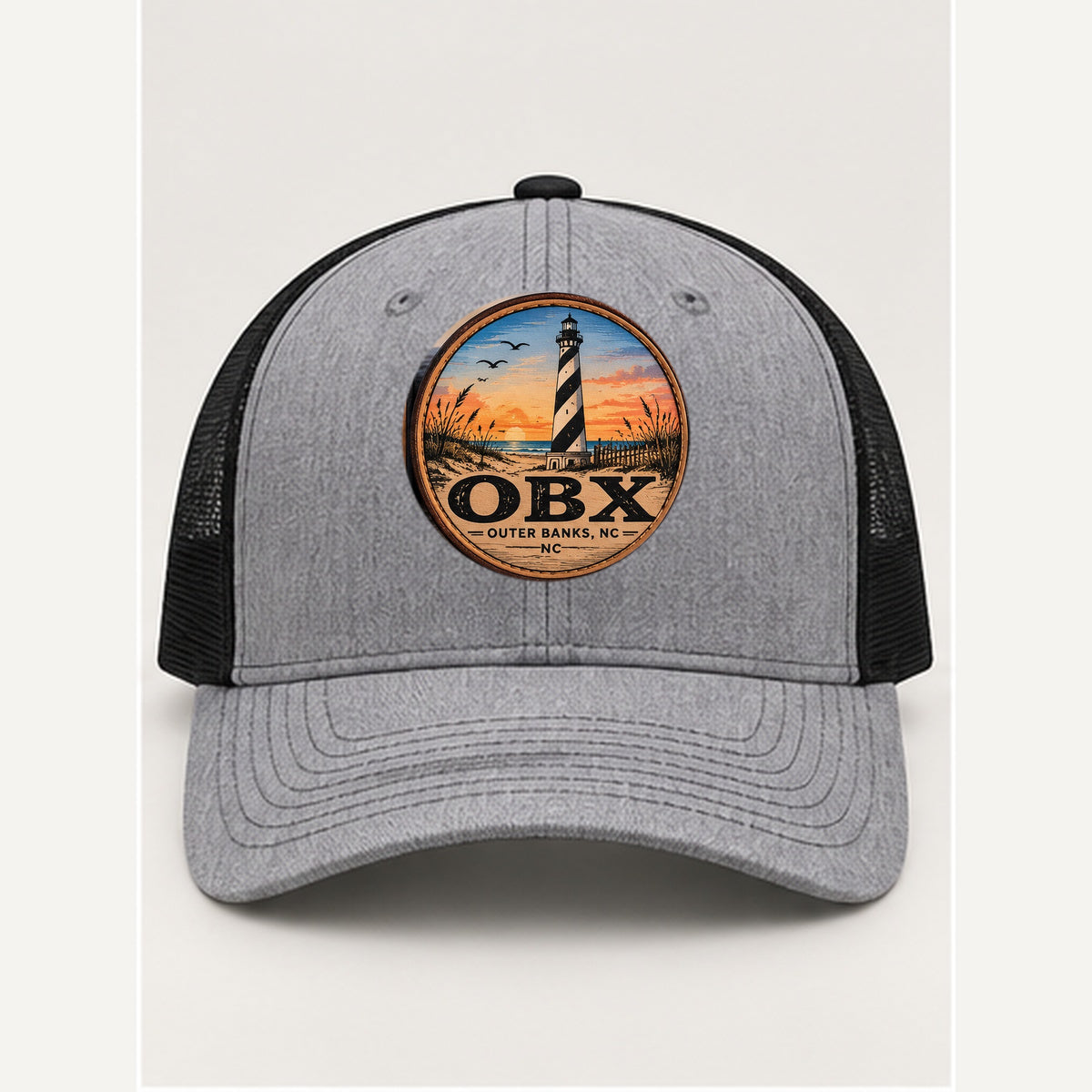 OBX Large Patch #2 on Heather Grey / Black hat