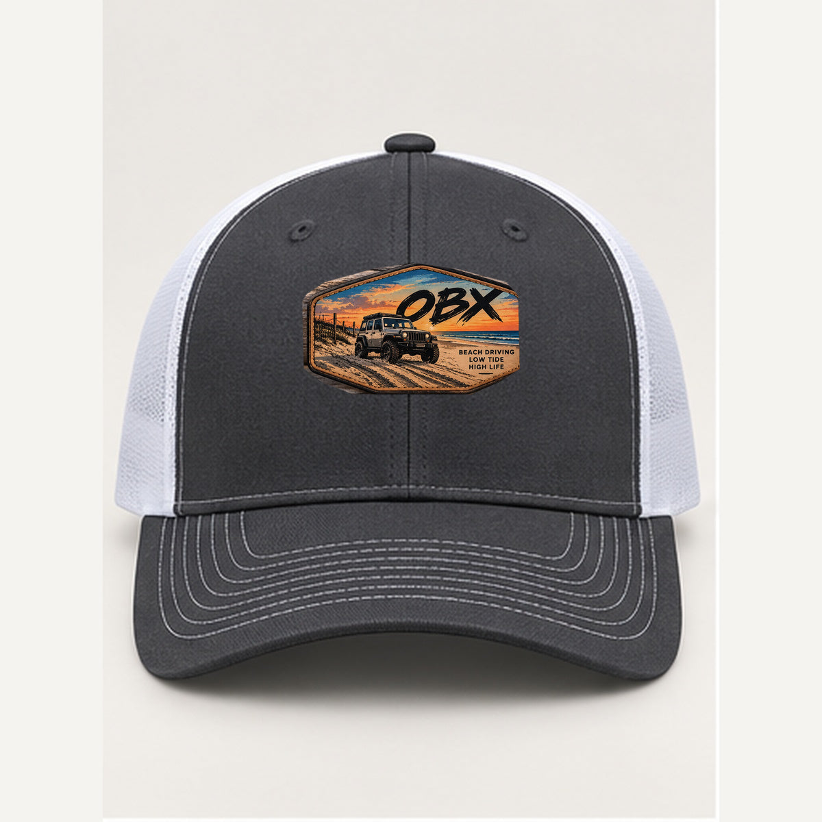 OBX Large Patch #4 on Charcoal / White hat