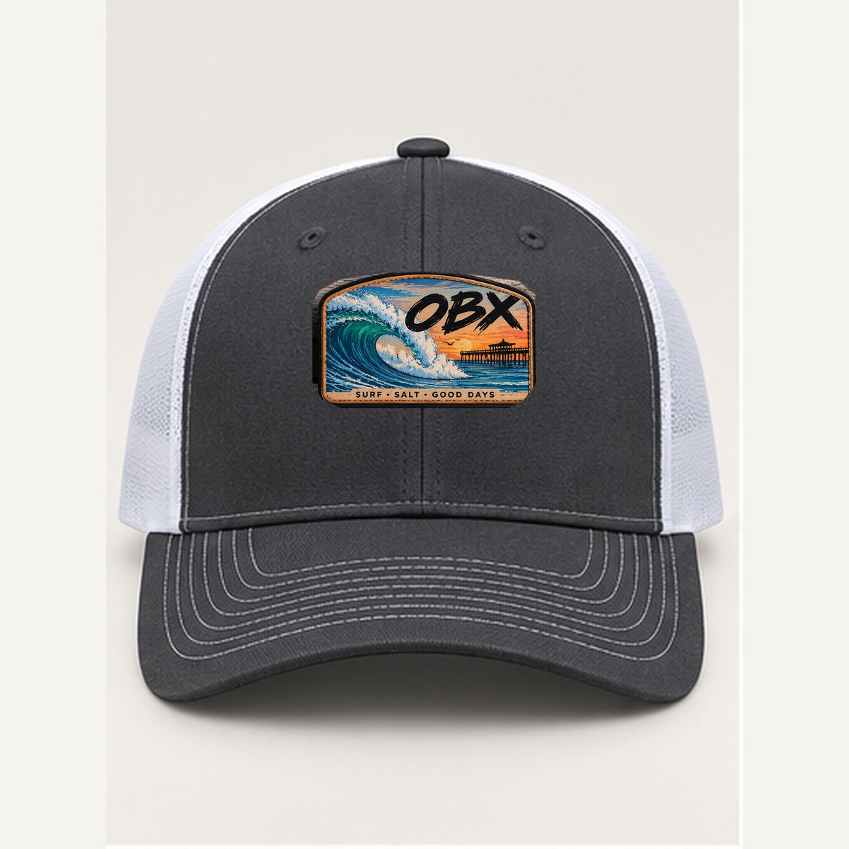 OBX Large Patch #5 on Charcoal / White hat