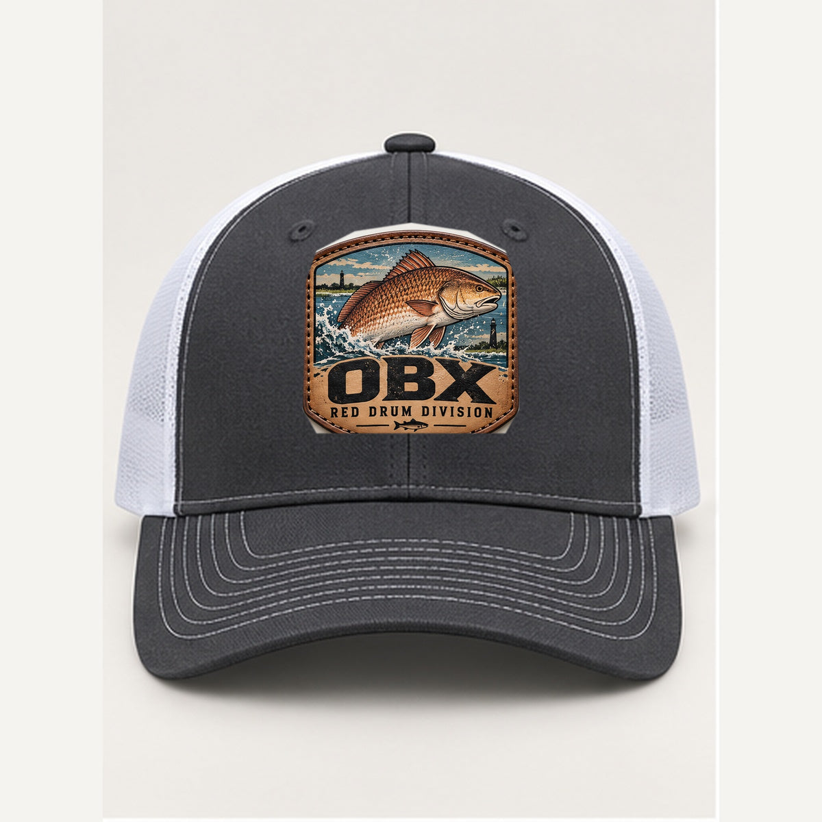 OBX Large Patch #6 on Charcoal / White hat