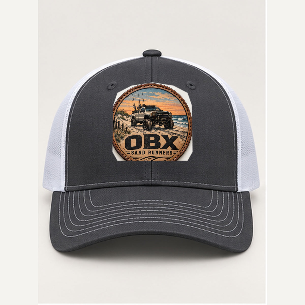OBX Large Patch #8 on Charcoal / White hat