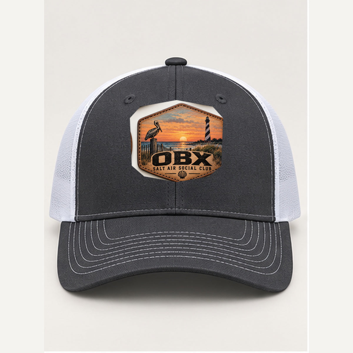 OBX Large Patch #10 on Charcoal / White hat