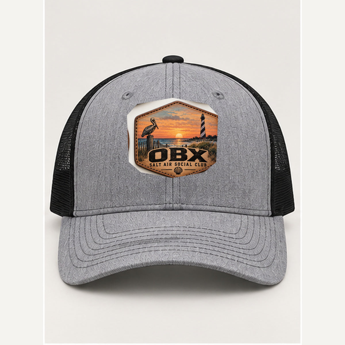 OBX Large Patch #10 on Heather Grey / Black hat